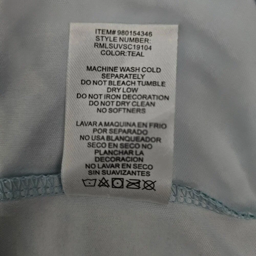 Reel Life Men's Teal Water Print Pattern Long Sleeve Pullover Shirt‎ Size M/M - Picture 8 of 12